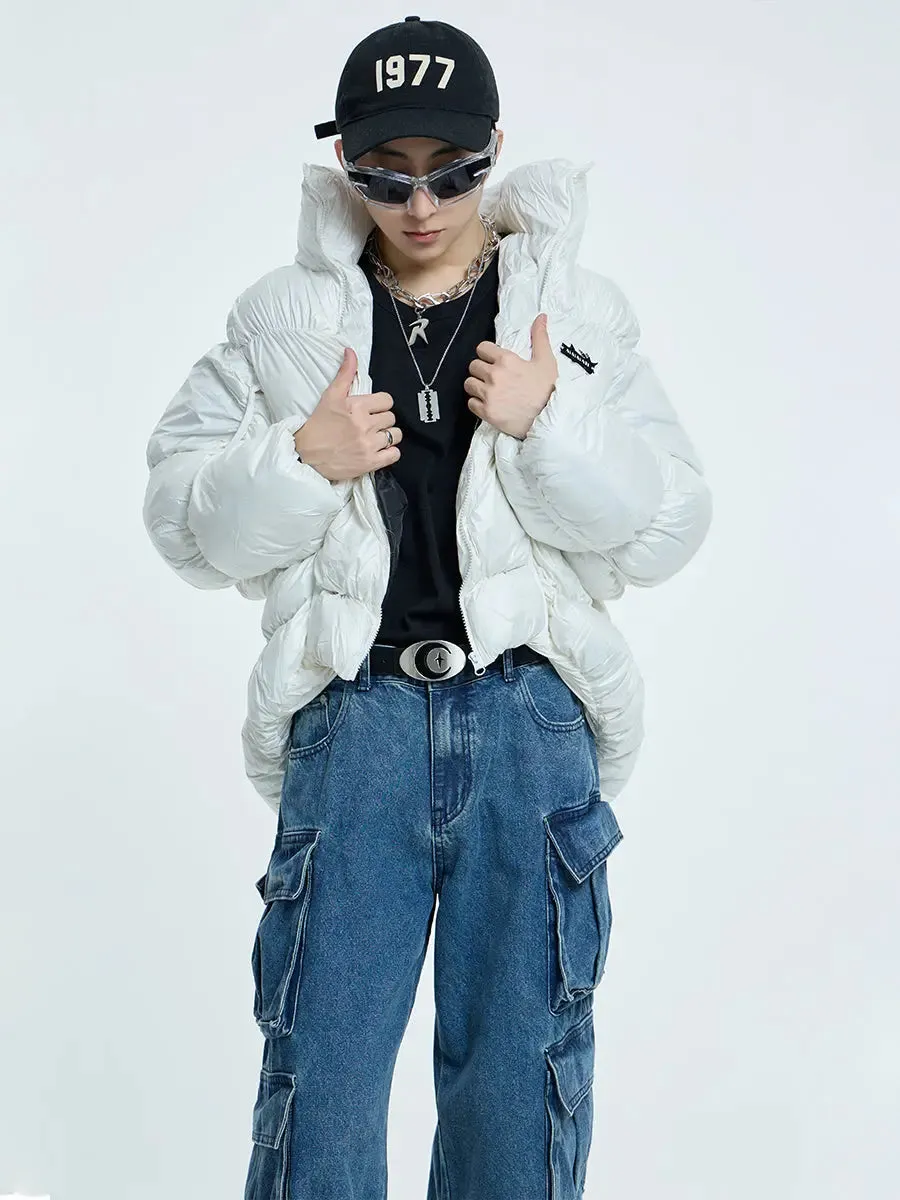 【23s September.】Irregular Pleat Stand Collar Cotton Jacket