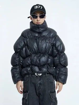 【23s September.】Irregular Pleat Stand Collar Cotton Jacket