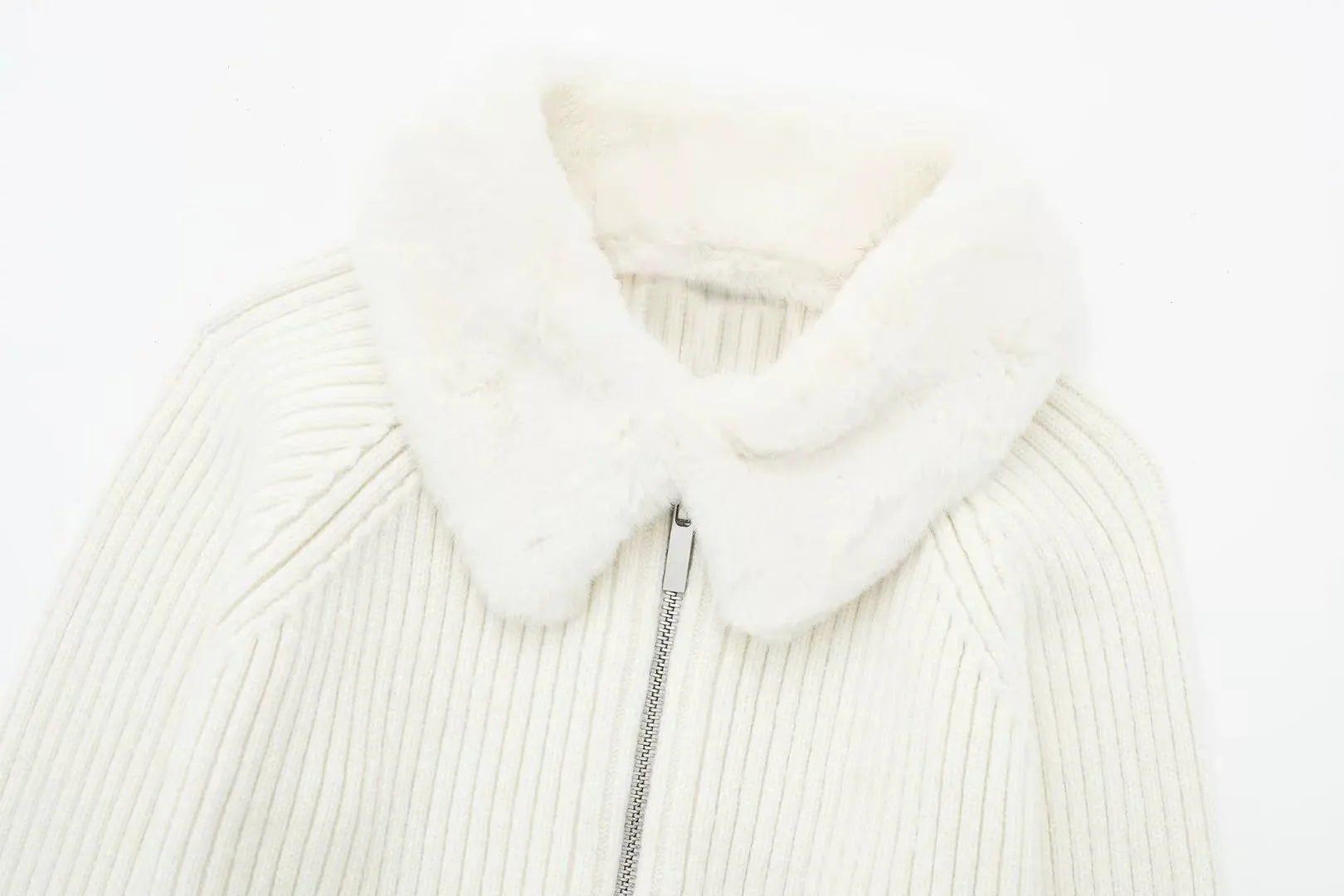 Astrid Faux Fur Crop Knitted Jacket