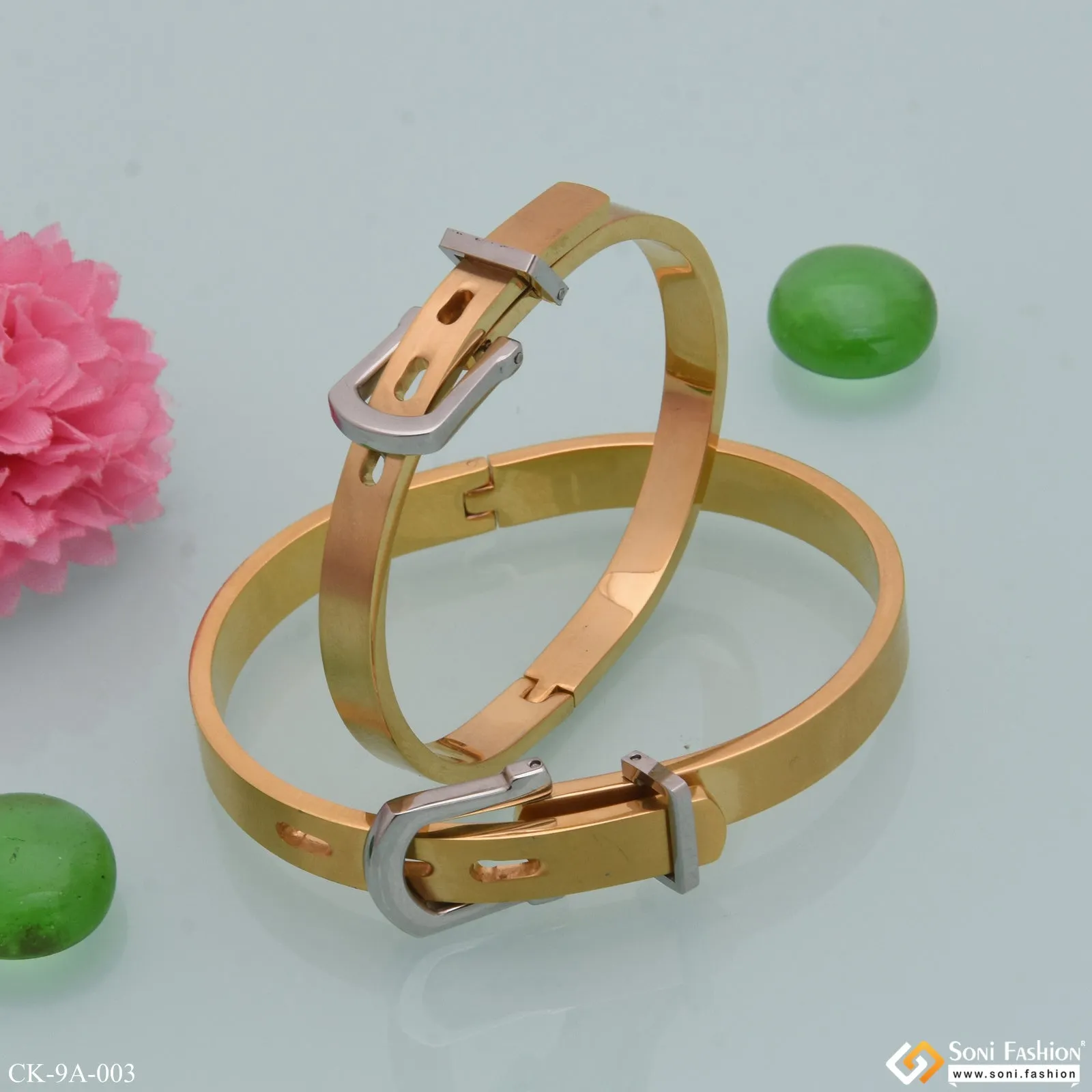 Belt Exceptional Design High-quality Golden & Silver Color Couple Kada - Style A003