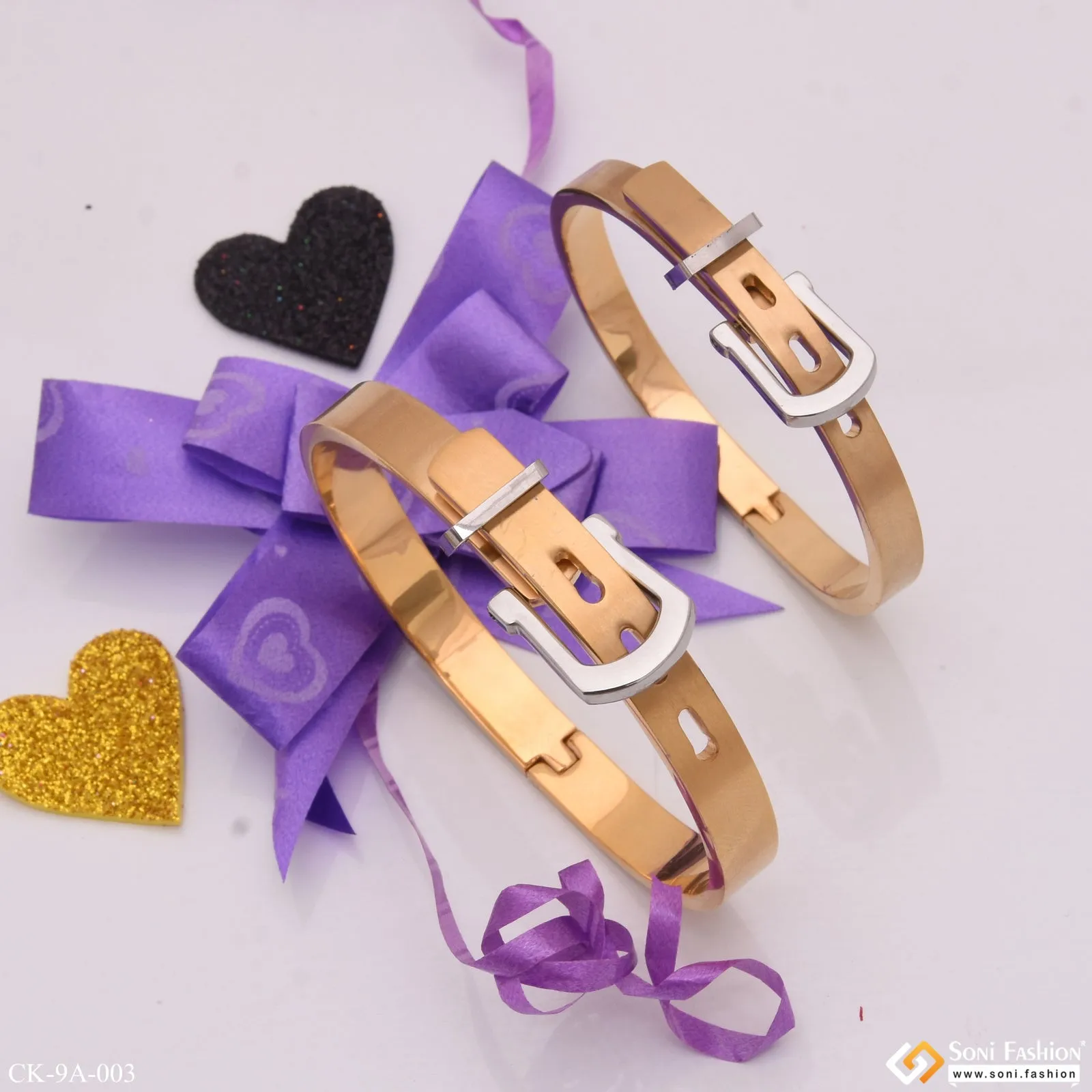 Belt Exceptional Design High-quality Golden & Silver Color Couple Kada - Style A003