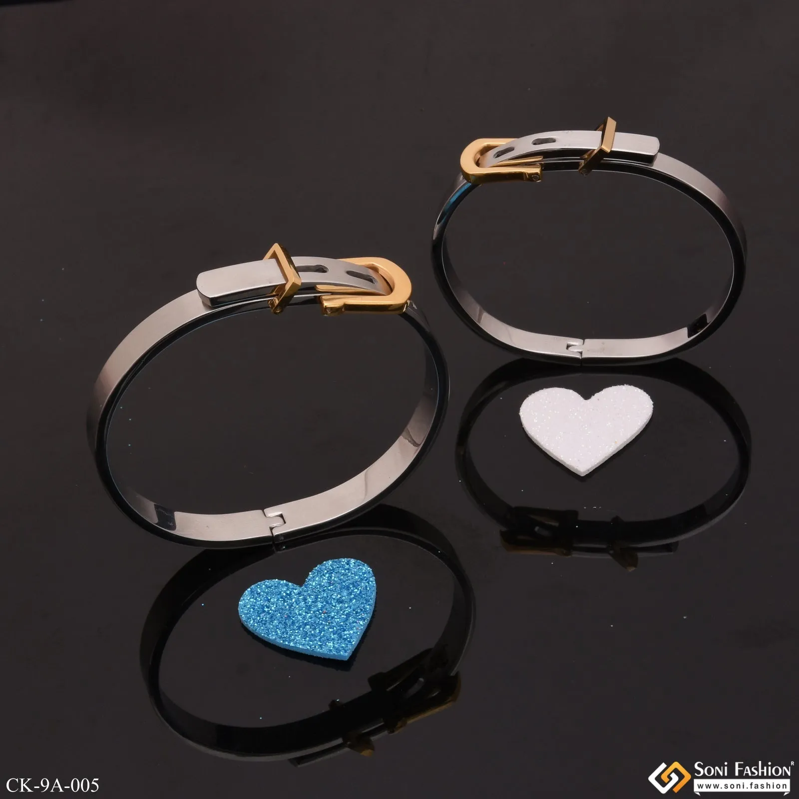 Belt Stylish Design Best Quality Golden & Silver Color Couple Kada - Style A005