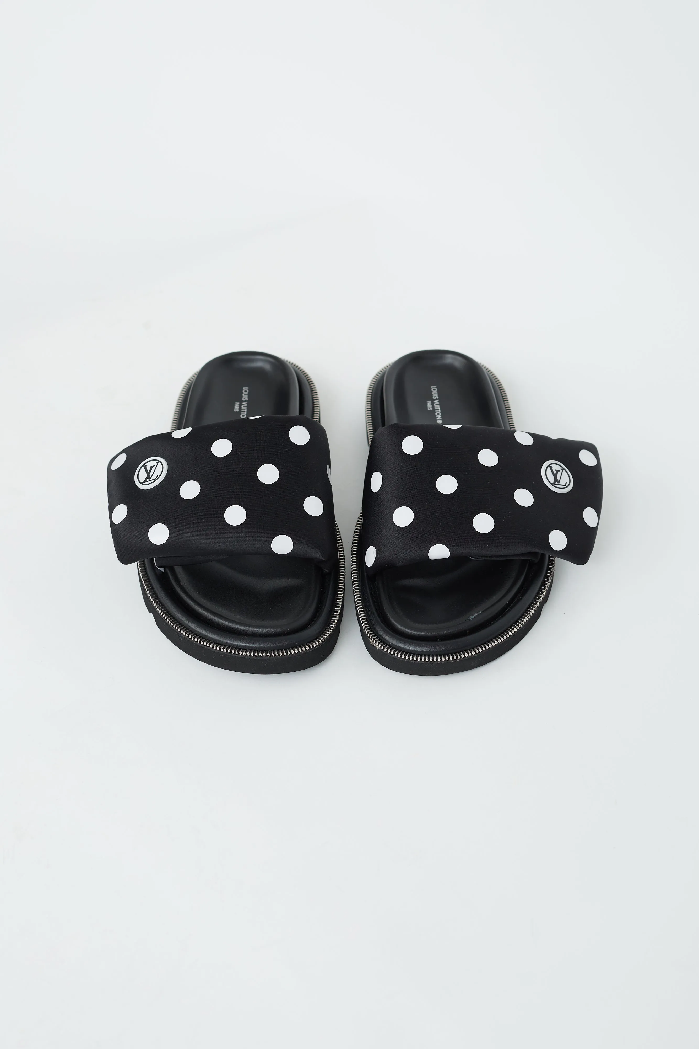 Black & White Polka Dot Pool Pillow Flat Comfort Mule