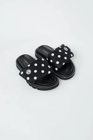 Black & White Polka Dot Pool Pillow Flat Comfort Mule