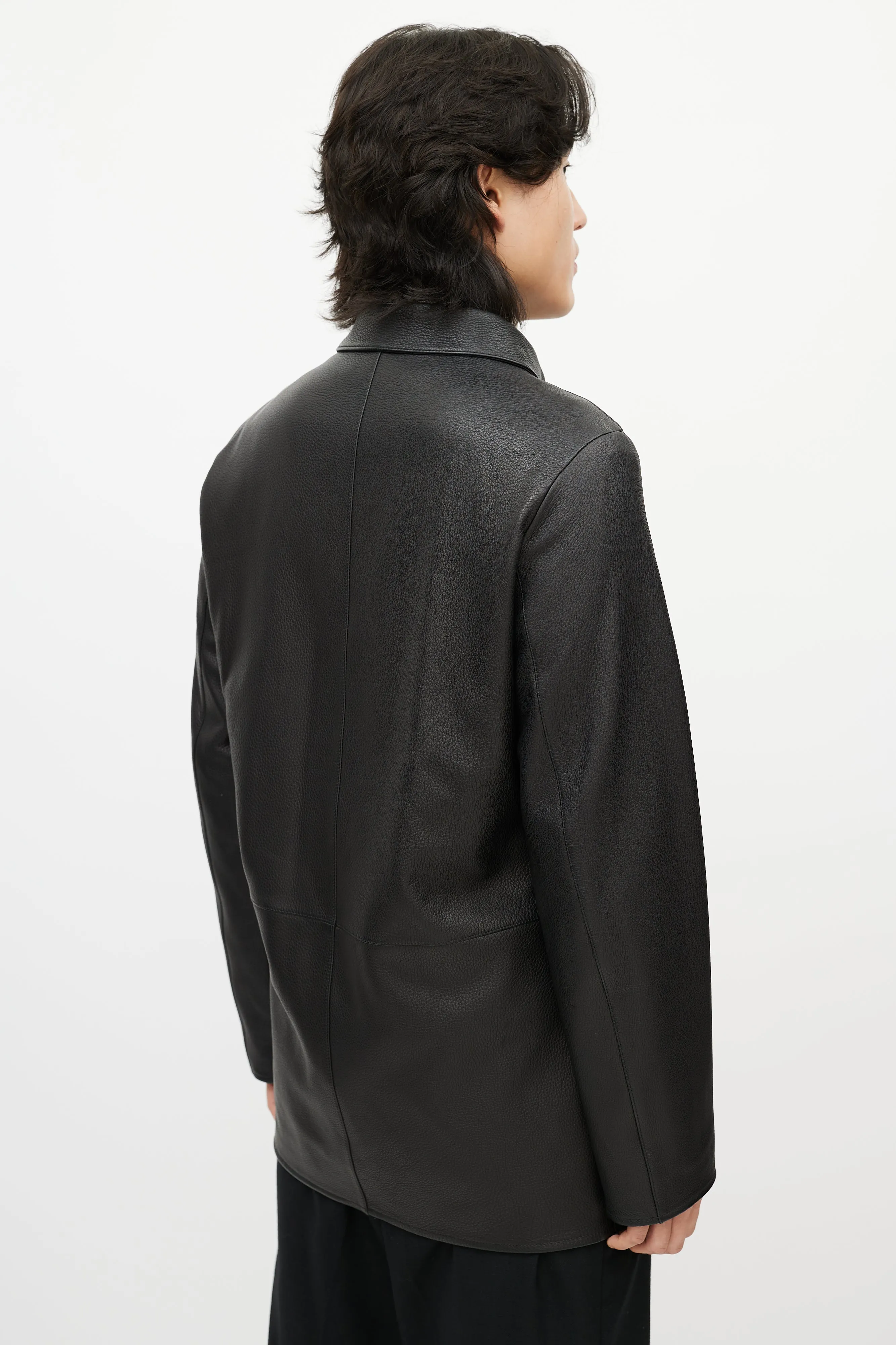 Black Leather & Nylon Reversible Jacket