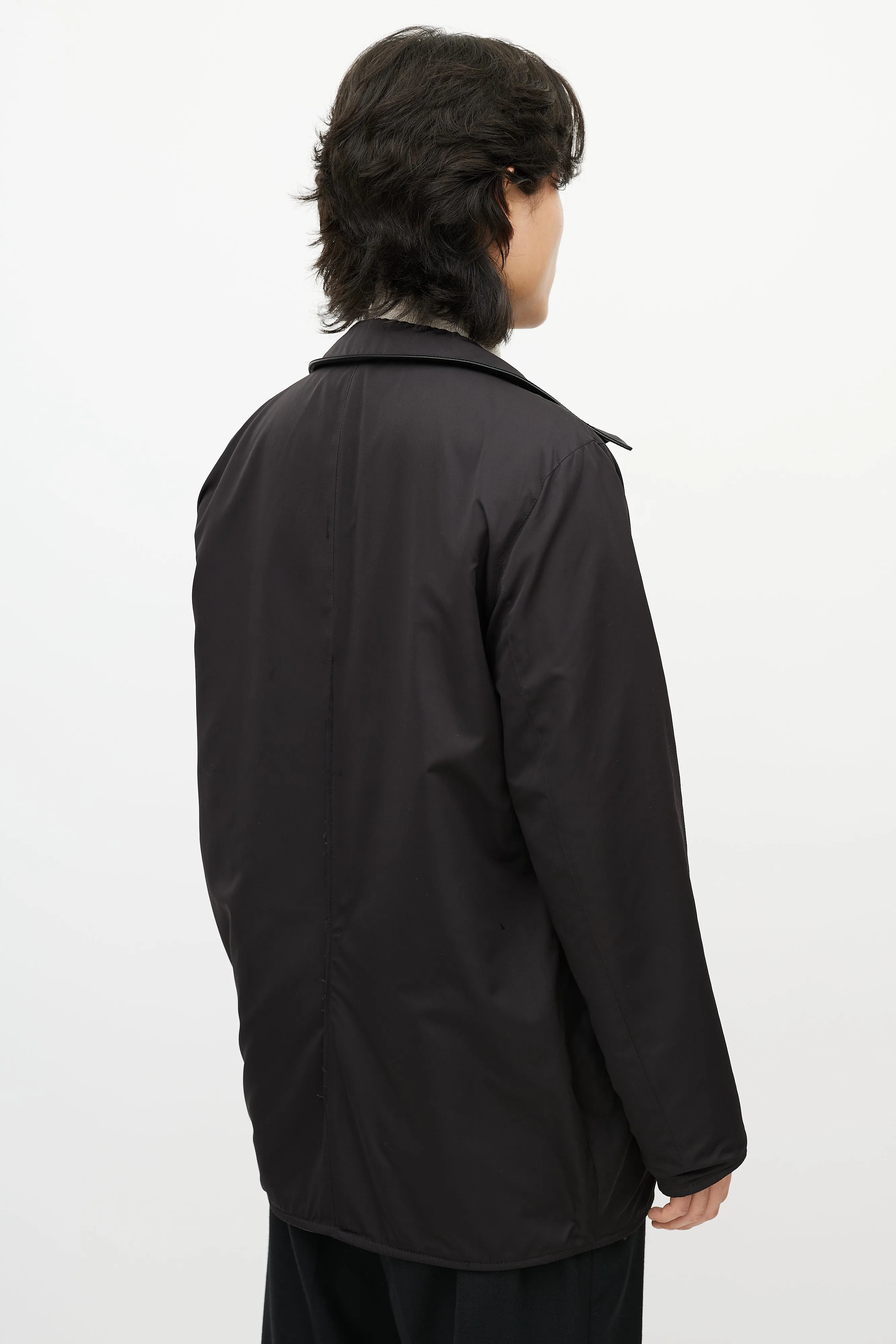 Black Leather & Nylon Reversible Jacket