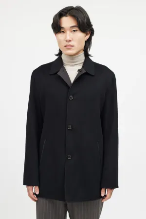 Black Wool Nylon Reversible Jacket