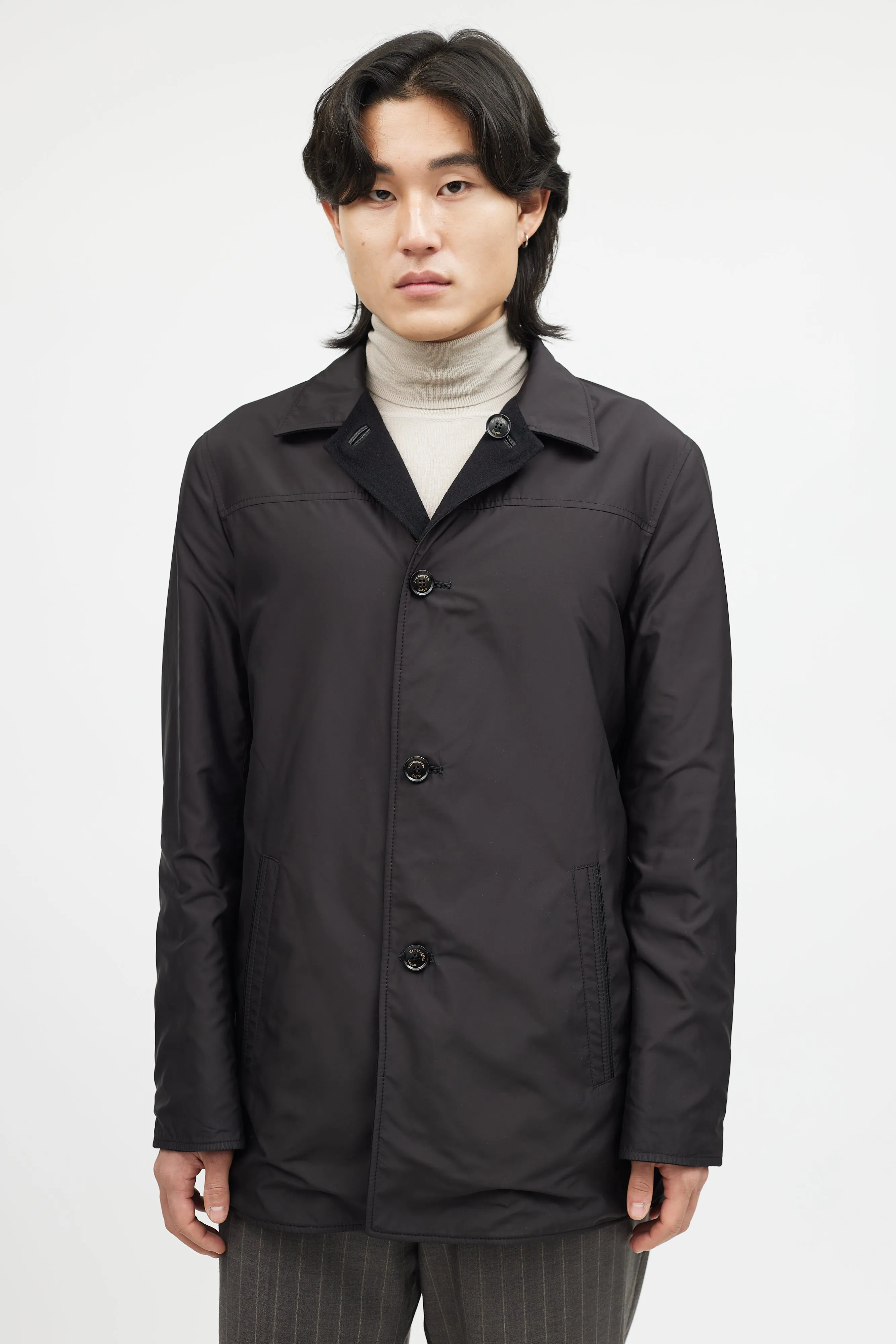 Black Wool Nylon Reversible Jacket