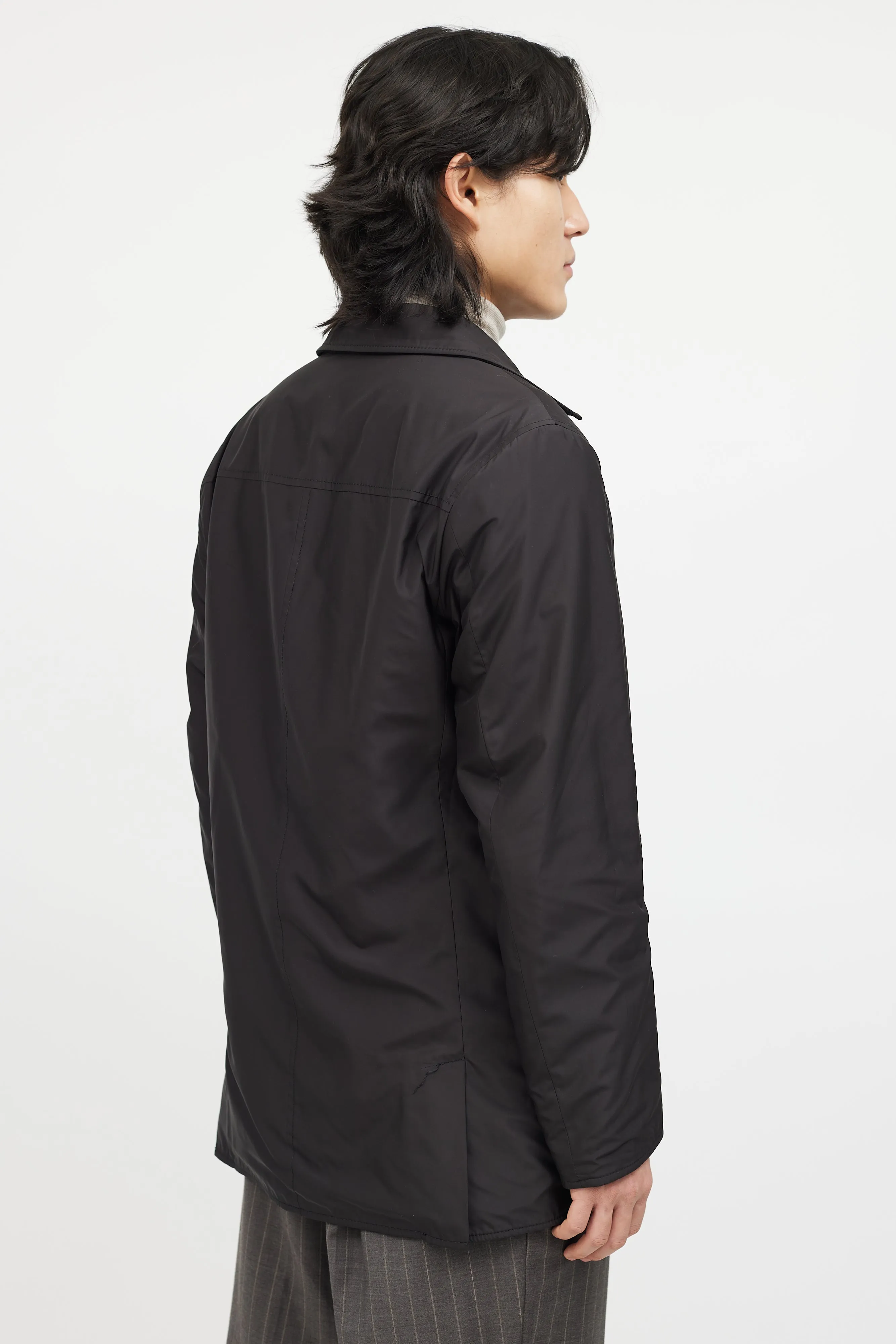 Black Wool Nylon Reversible Jacket