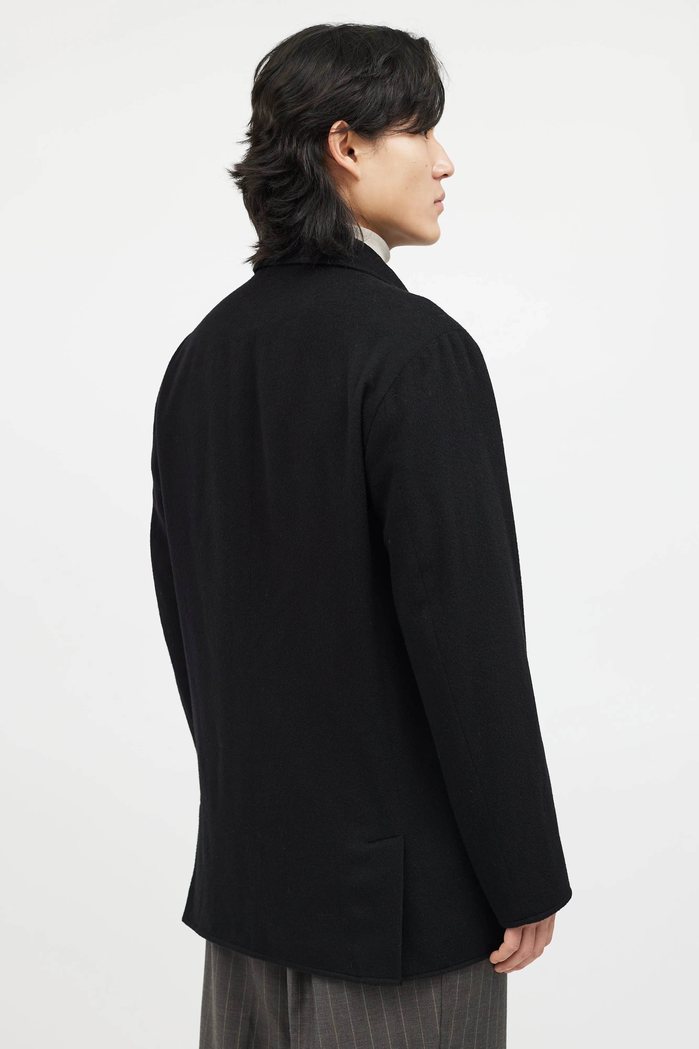 Black Wool Nylon Reversible Jacket