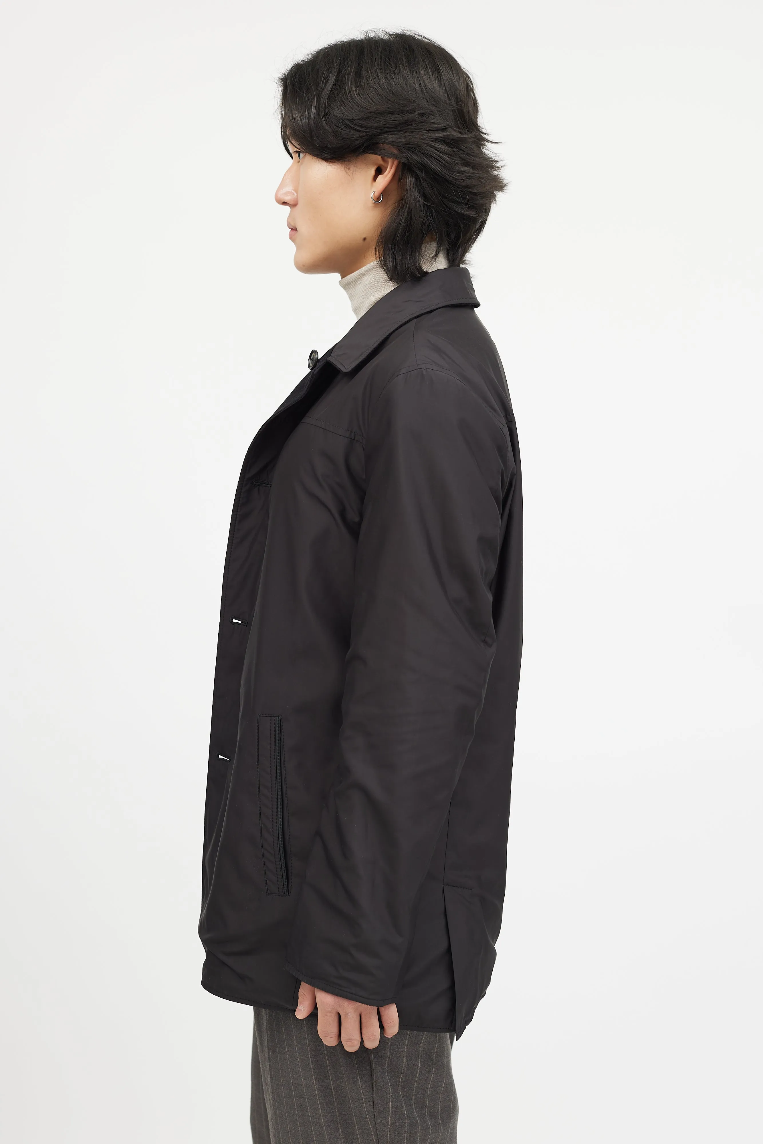 Black Wool Nylon Reversible Jacket