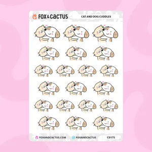Cat and Dog Cuddle Stickers