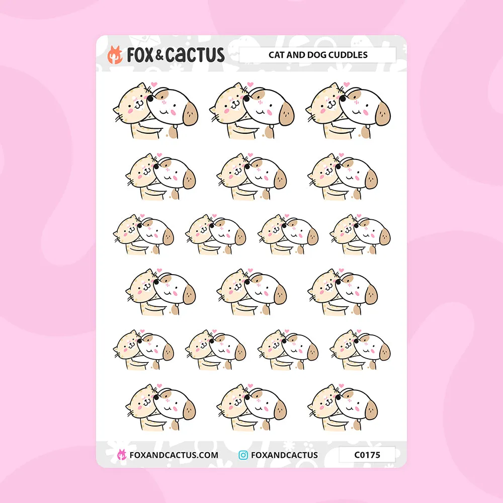 Cat and Dog Cuddle Stickers