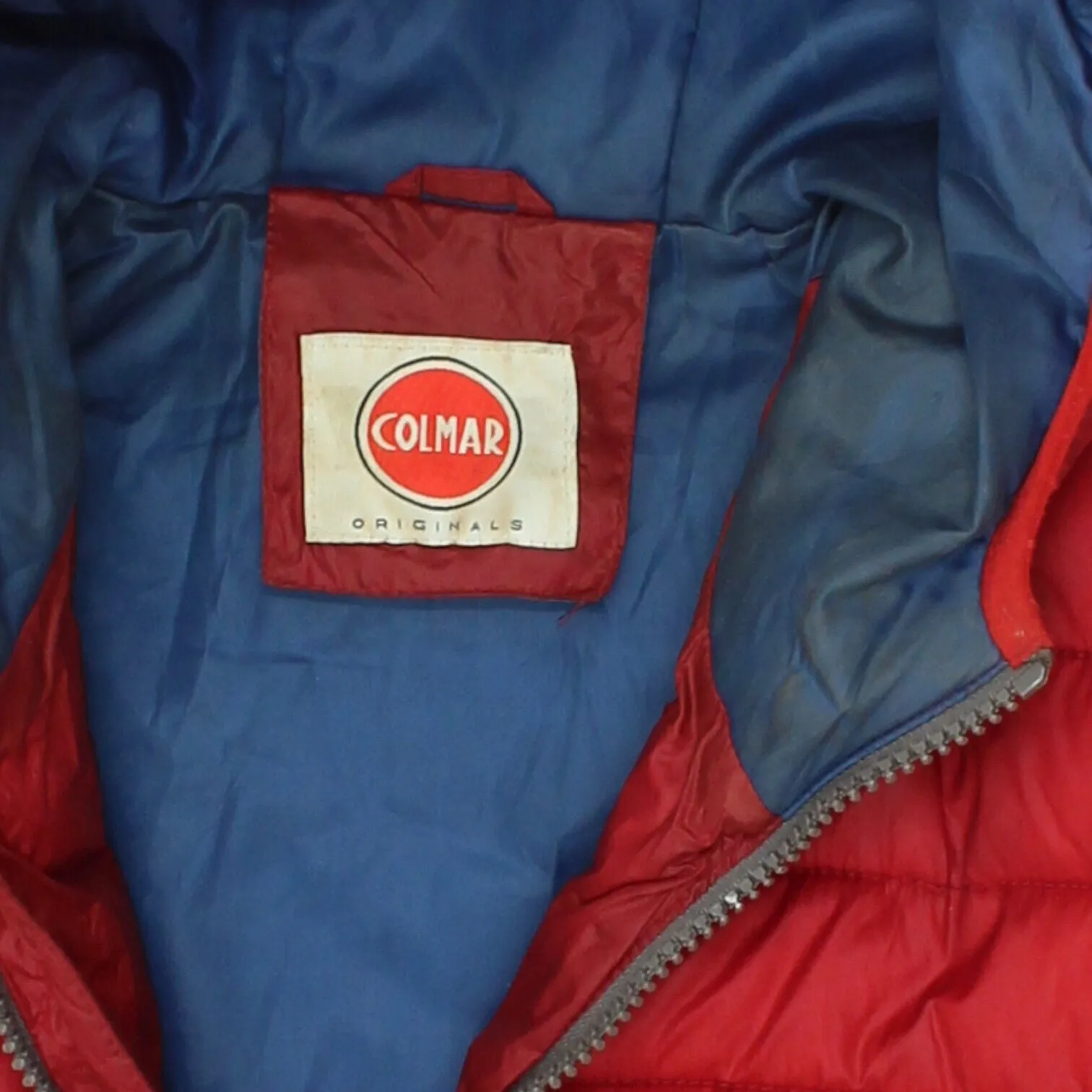 Colmar Mens Red Hooded Puffer Jacket | Vintage High End Designer Padded Coat VTG