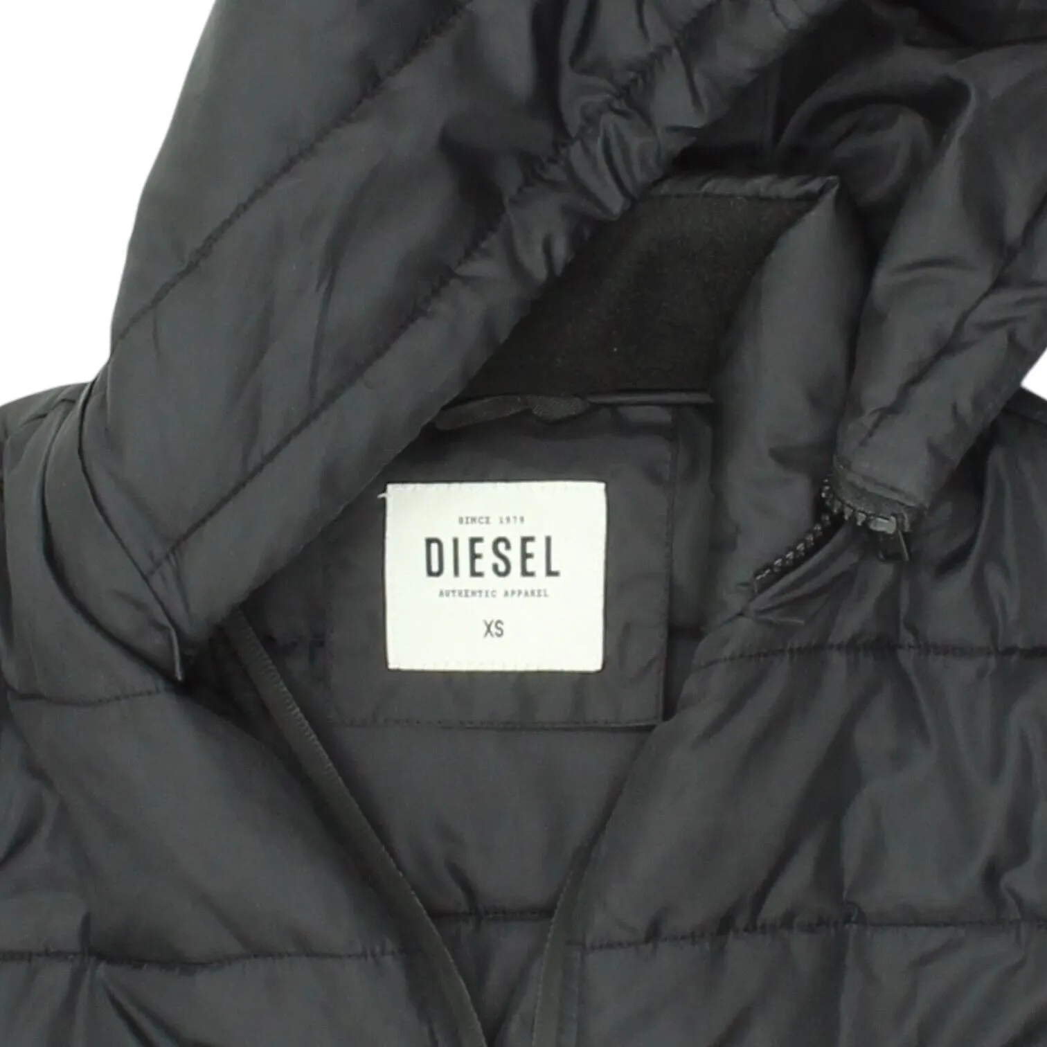 Diesel Womens Black Padded Hoodie Jacket | Vintage Casual Designer Hoody VTG