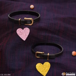 Eye-catching Design Belt Black & Golden Color Couple Kada - Style A006