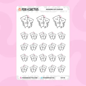 Hugging Cat Couple Stickers