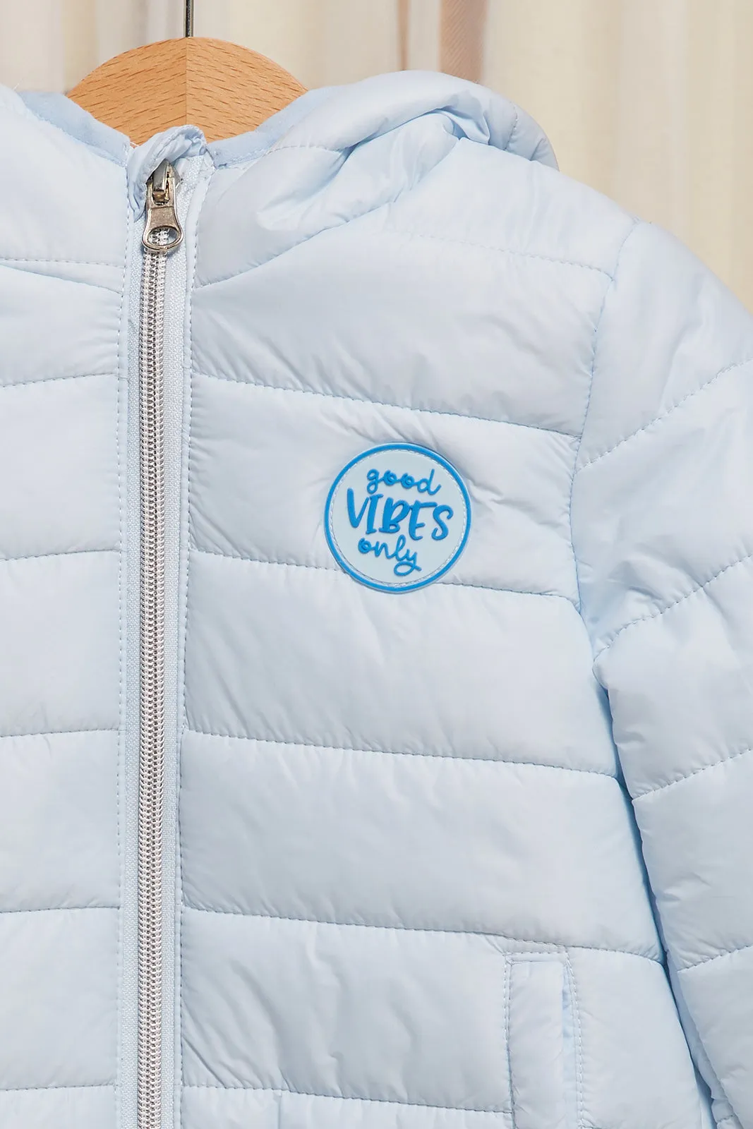 Infant Girls Blue Padded Hooded Jacket