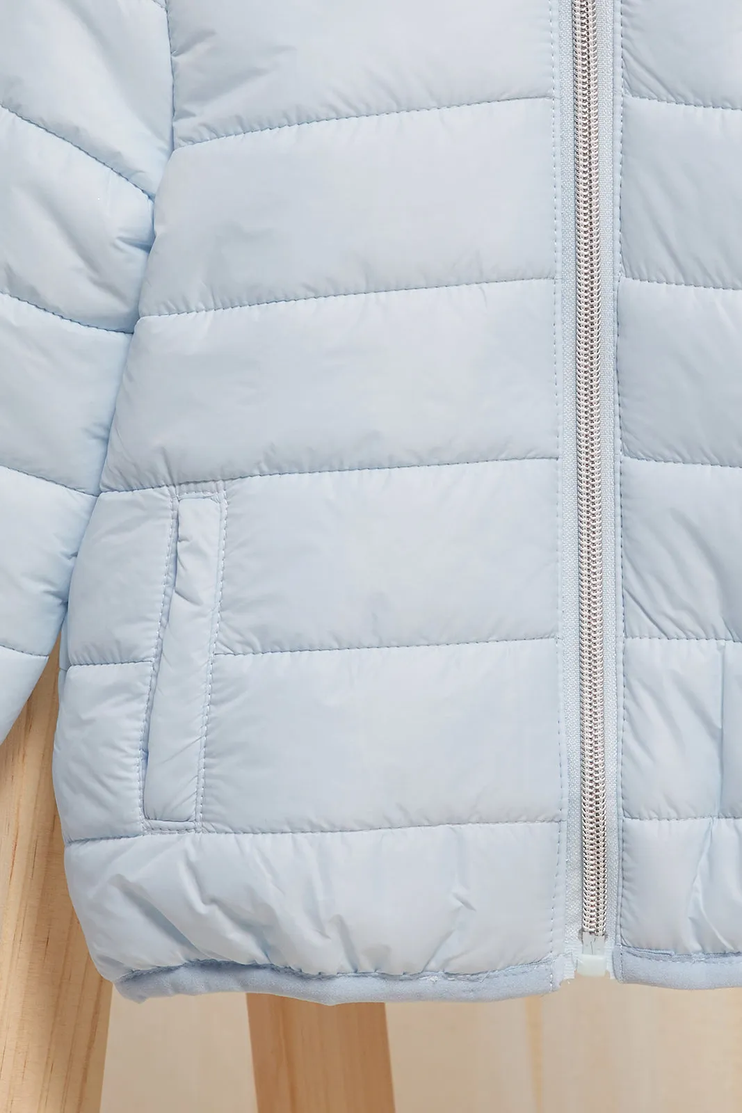 Infant Girls Blue Padded Hooded Jacket