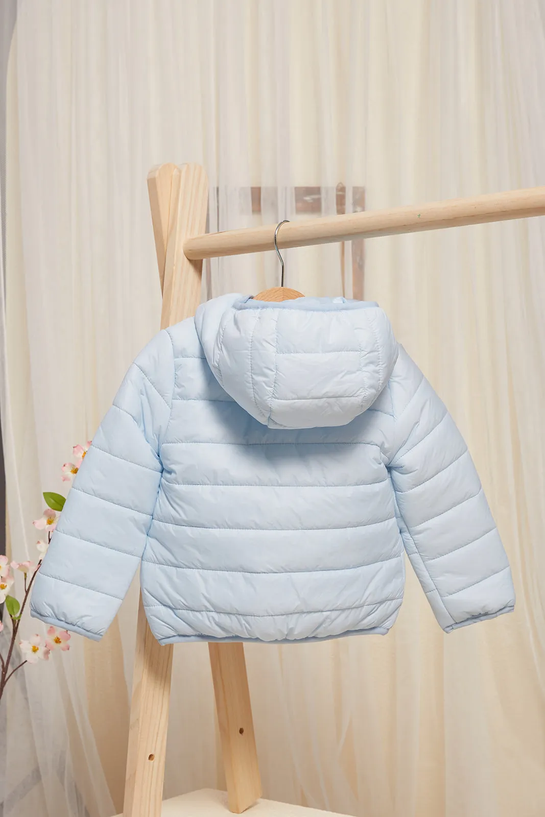 Infant Girls Blue Padded Hooded Jacket