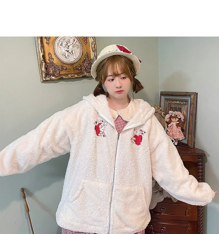 Kawaii Cute Rabbit Ears Plush Hooded Sweater