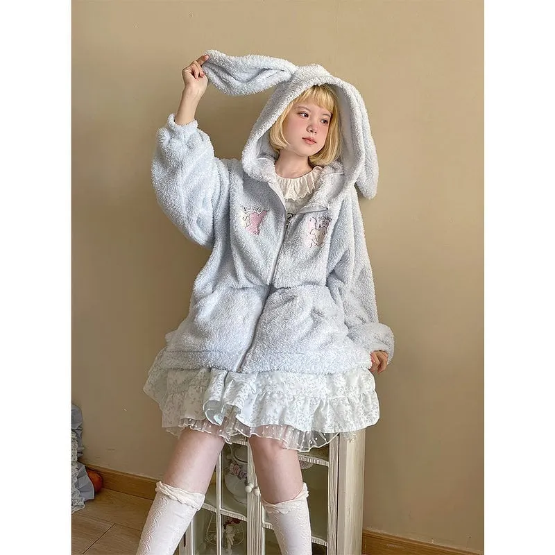 Kawaii Cute Rabbit Ears Plush Hooded Sweater