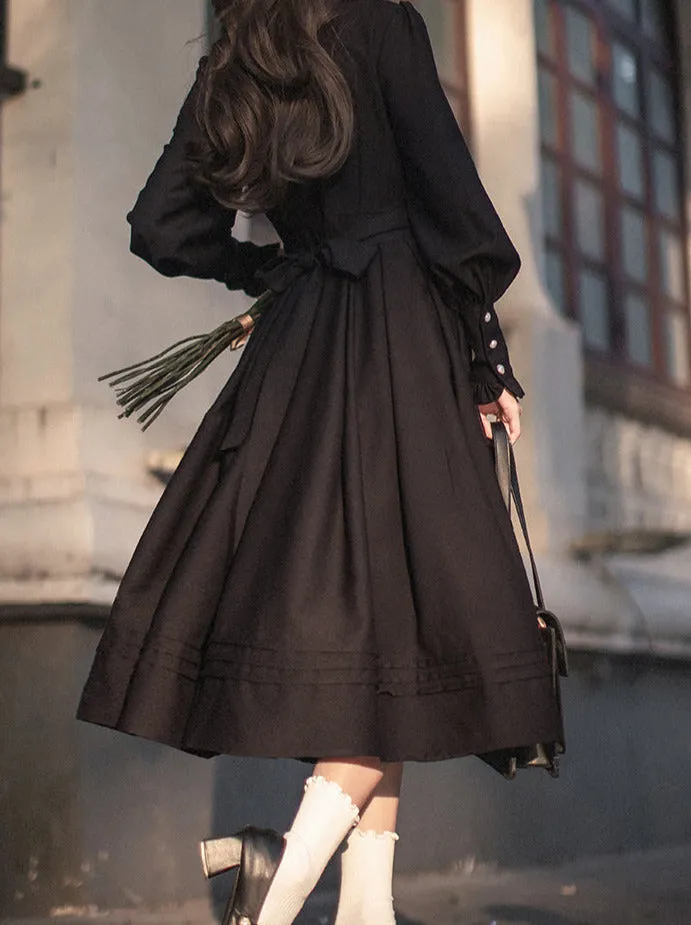 Lantern Jacket Red Suit Sleeve Elegant Ruffle Tie Black Short Dress Ribbon Retro