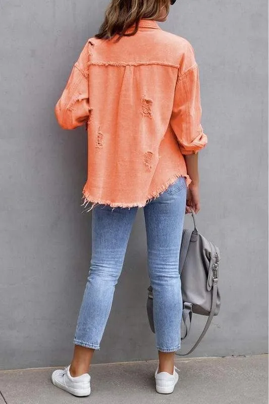 Like A Charm Denim Shacket Orange
