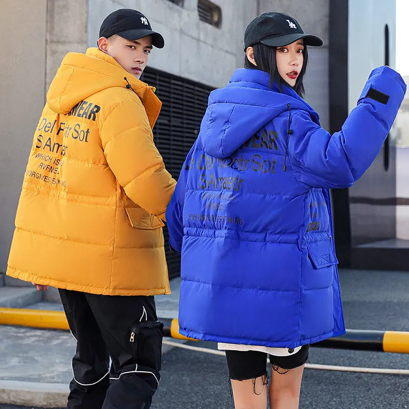 Moose Knuckle Style Down Jacket Down Cotton-Padded Clothes Couple Wear Fashion All-Matching S Loose Thick Warm Cotton Coat Women