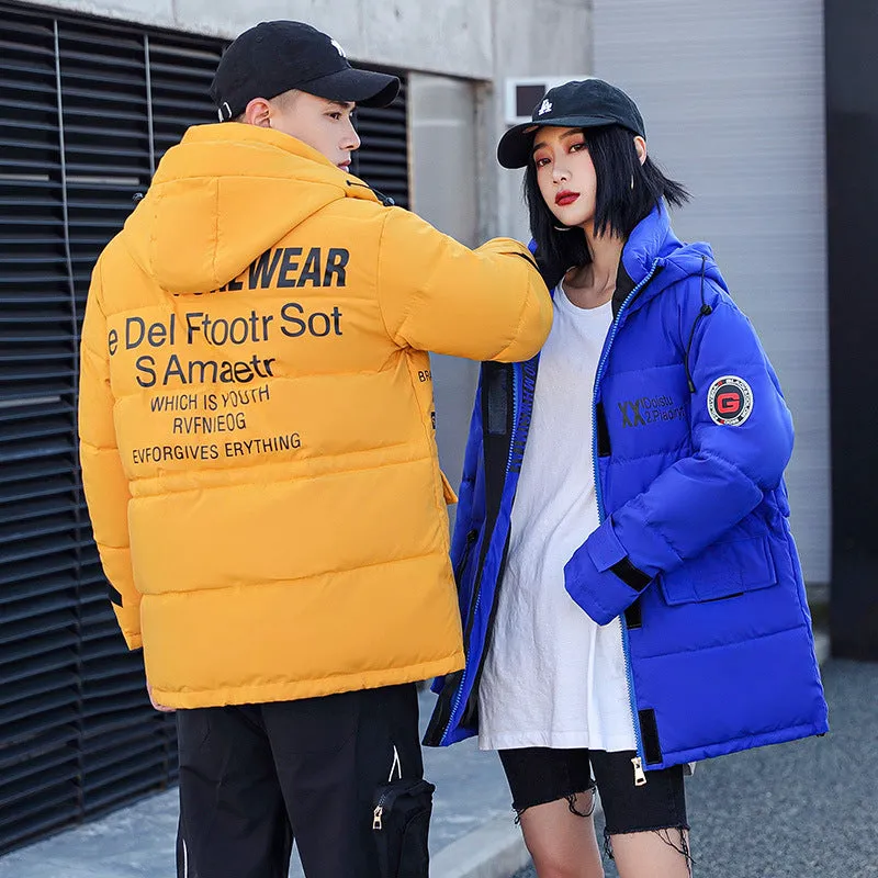 Moose Knuckle Style Down Jacket Down Cotton-Padded Clothes Couple Wear Fashion All-Matching S Loose Thick Warm Cotton Coat Women