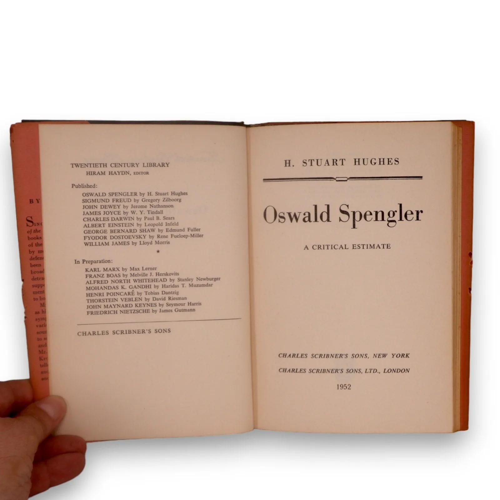 Oswald Spengler A Critical Estimate 1952 1st Edition H. Stuart Hughes HC DJ
