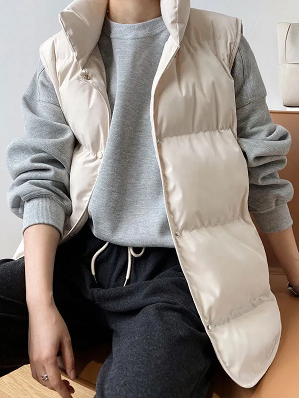 Sleeveless Buttoned Padded Jacket