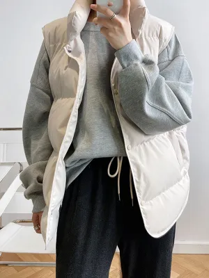 Sleeveless Buttoned Padded Jacket