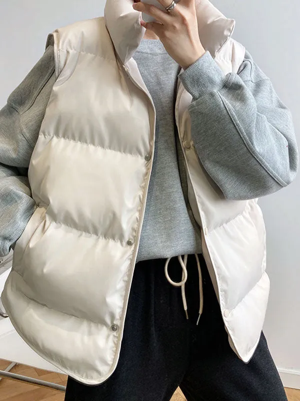 Sleeveless Buttoned Padded Jacket