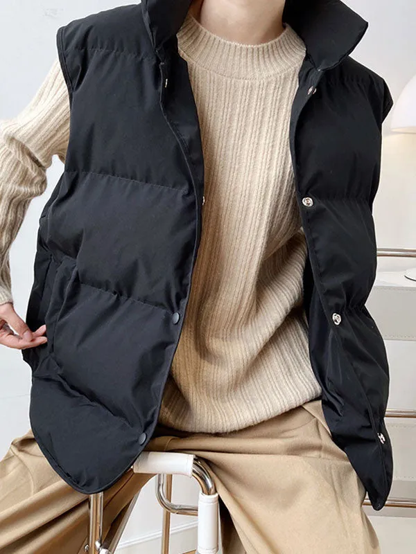 Sleeveless Buttoned Padded Jacket