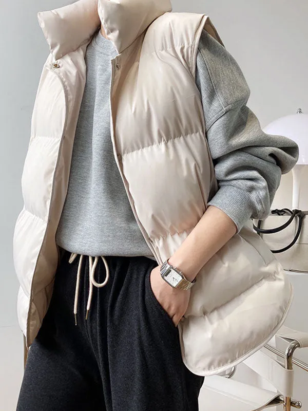 Sleeveless Buttoned Padded Jacket