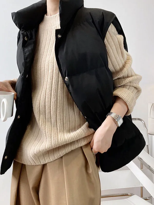 Sleeveless Buttoned Padded Jacket