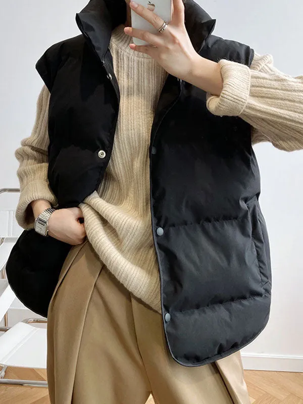 Sleeveless Buttoned Padded Jacket