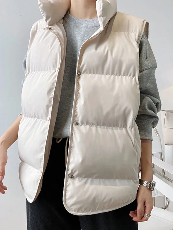 Sleeveless Buttoned Padded Jacket