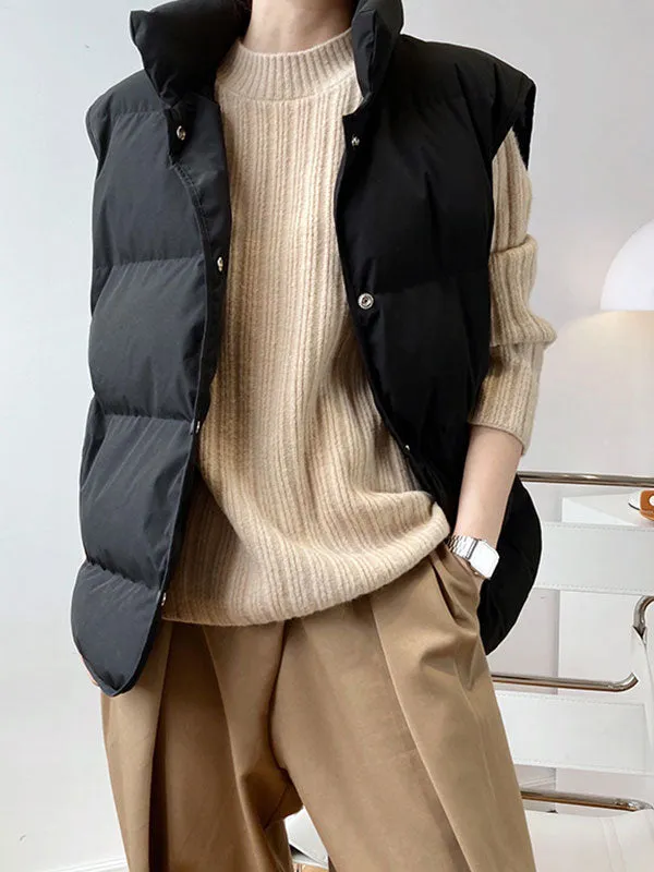 Sleeveless Buttoned Padded Jacket
