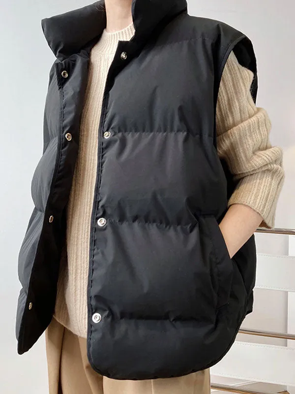 Sleeveless Buttoned Padded Jacket