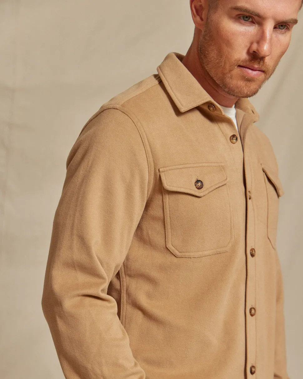 The Connor - Light Weight Wool Tech Shirt Jacket - Camel