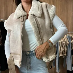 UAKISS  -  Vintage Hollow Out Sleeveless Zipper Tank Outerwear Women Lapel Slim Short Jacket Casual Solid Color Leather Patchwork Vest Coat