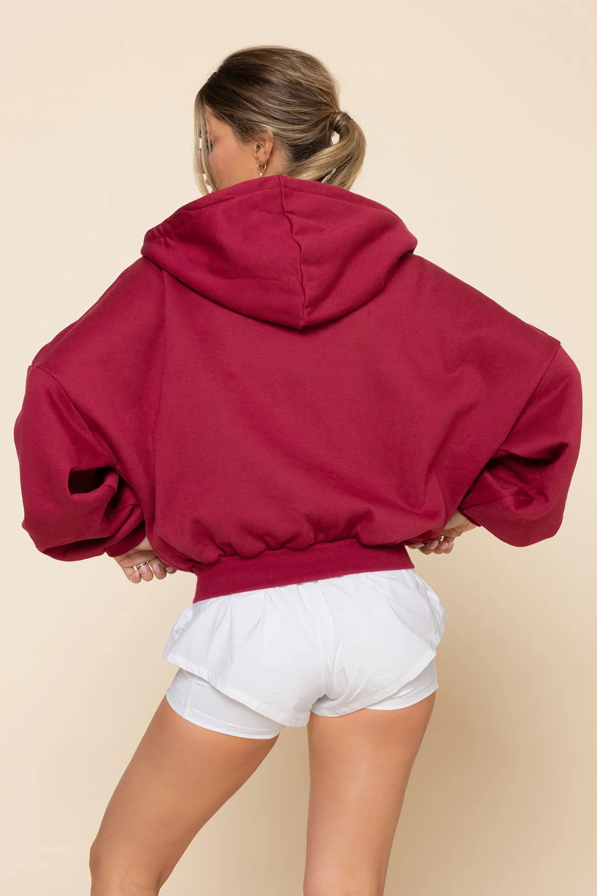 Zip Cloud Hoodie - Ruby