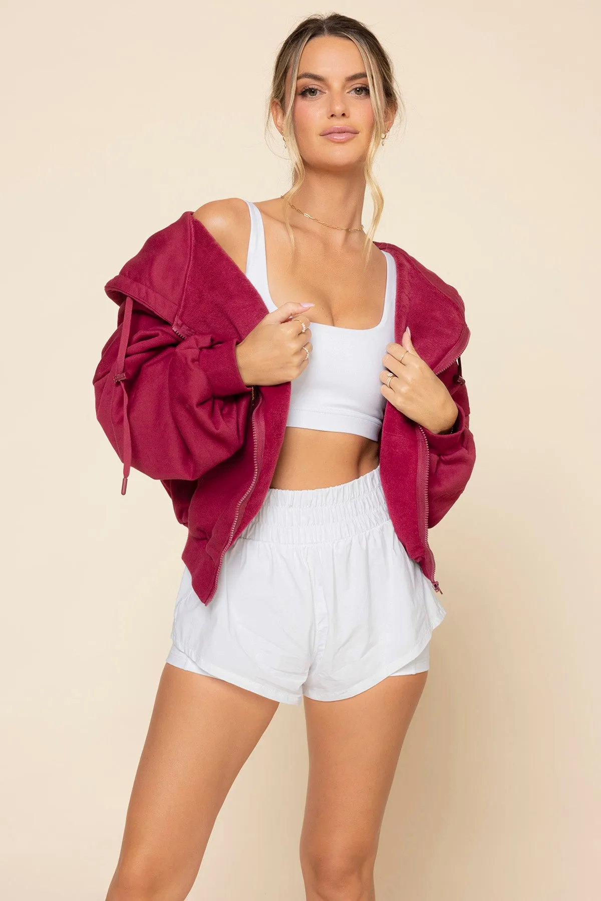 Zip Cloud Hoodie - Ruby